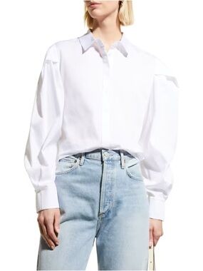 HARSHMAN NWT Claire Shirt - Classic White Button-Down Blouse 100% Cotton